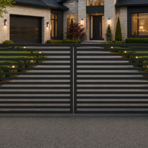 Modern, Contemporary Dual Swing Driveway gate in Black