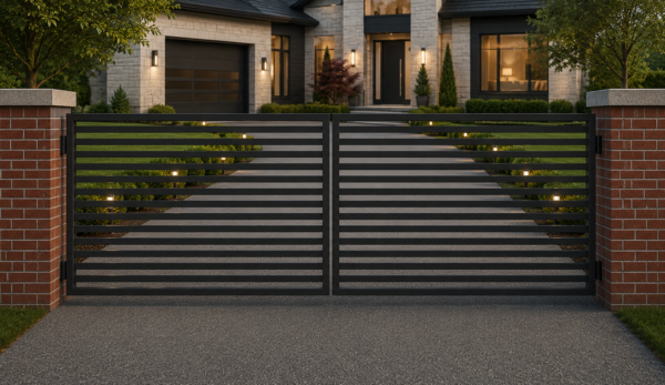 Modern, Contemporary Dual Swing Driveway gate in Black